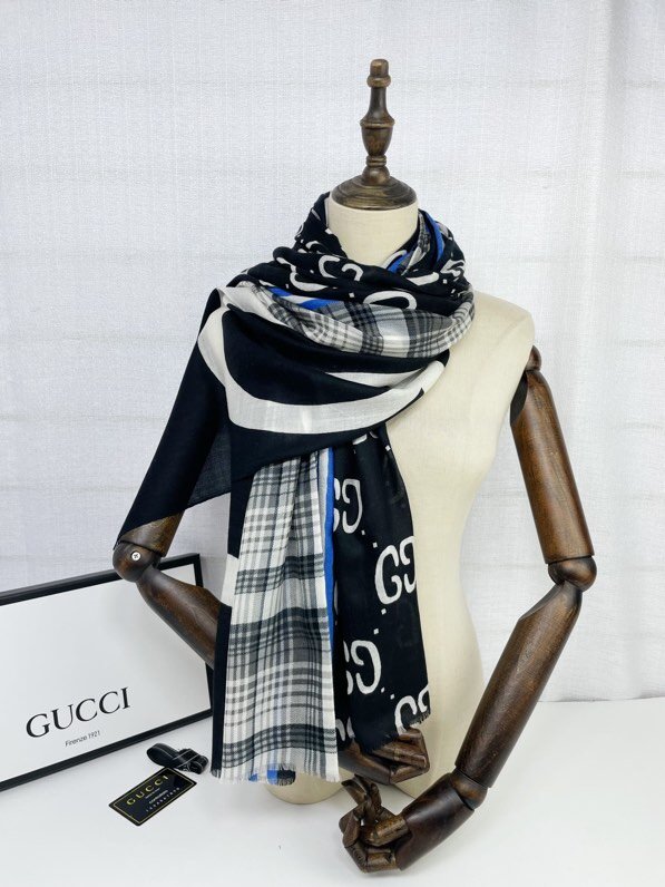 Gucci古奇專櫃2023最新秋冬色系羊絨大長巾女士披肩 mmyj2376